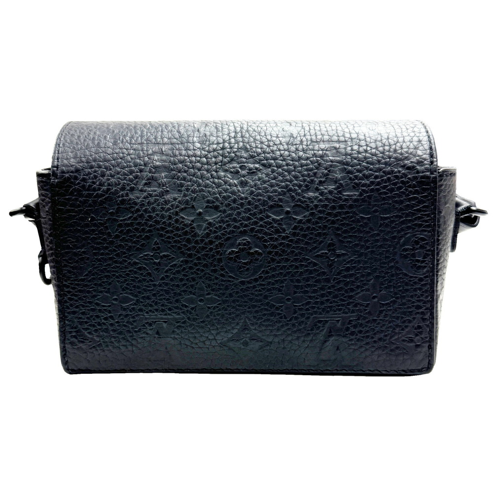 LOUIS VUITTON Monogram Taurillon Steamer Wearable Wallet Shoulder Bag Black